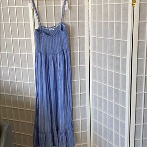 Blue and white tie strap dress